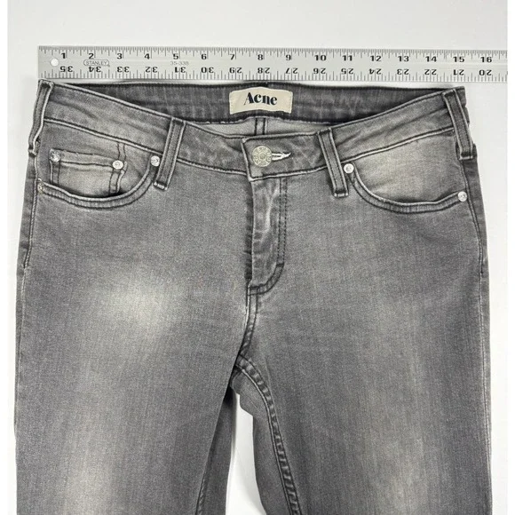 Acne Studios Kex Nightster Jeans Womens 29 x 34‎ Gray Denim Slim Y2K Minimalist - Picture 12 of 16